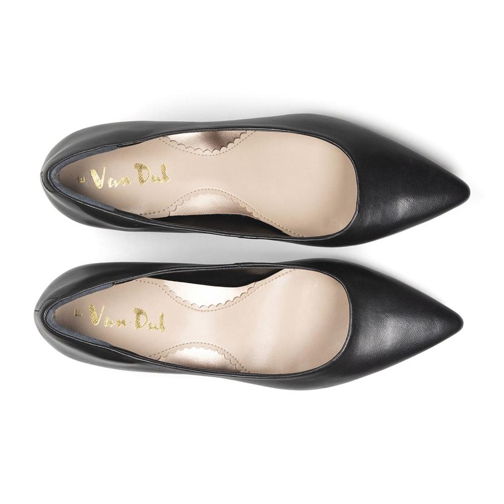 Van Dal Ruby Black Leather Wide Fit Court Shoes