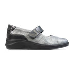 Padders Bawtry Grey Tumbled Leather Ladies 2E Wide Fit Mary Jane Wedges