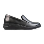 Padders Lewes Black Leather Ladies 2E Wide Fit Wedge Shoes