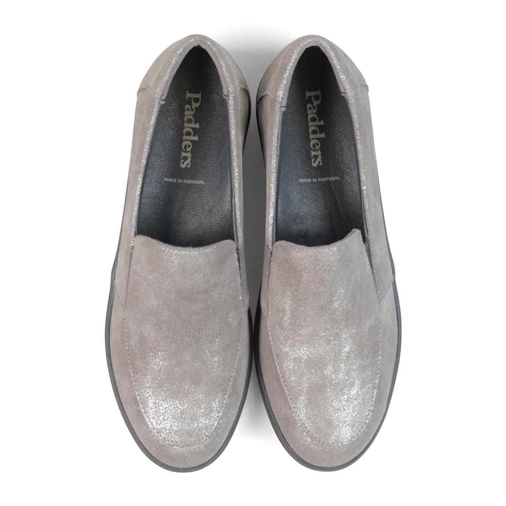 Padders Lewes Grey Metallic Ladies 2E Wide Fit Wedge Shoes