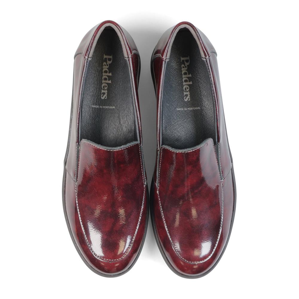 Padders Lewes Burgundy Patent Ladies 2E Wide Fit Wedge Shoes