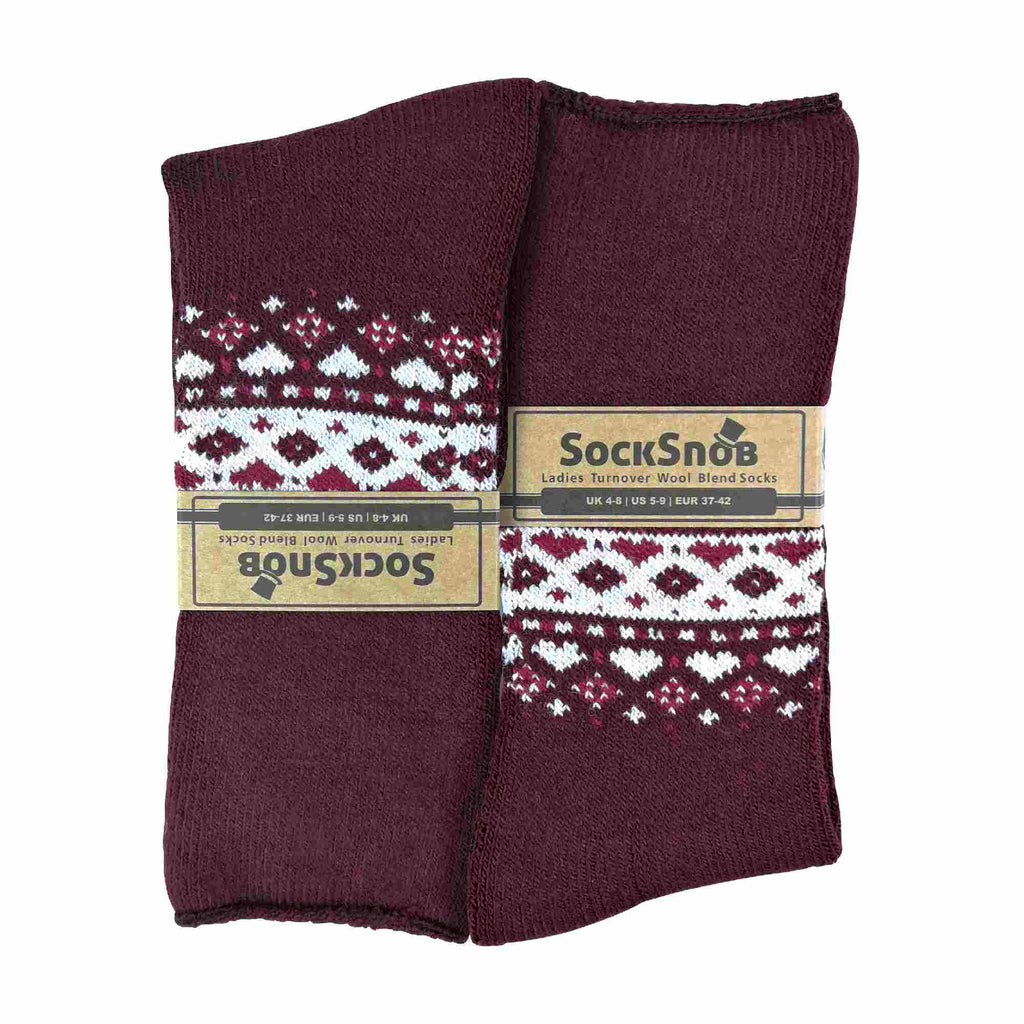 Sock Snob 1 Pack Womens Turn Over Top Warm Nordic Bed Socks for Winter