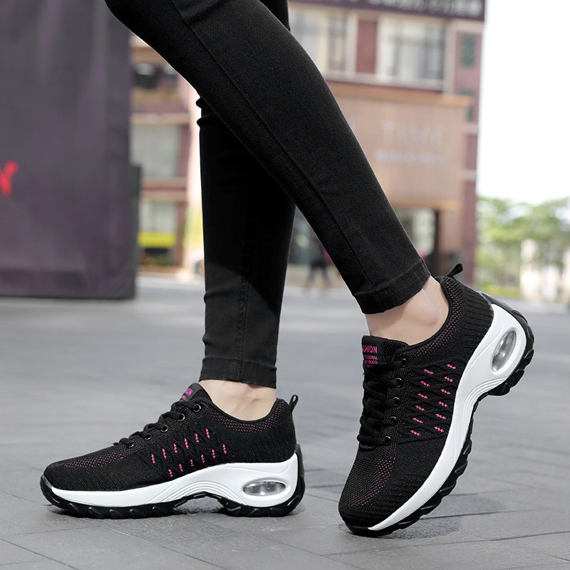 Womens Breathable Mesh Non Slip Platform Low Top Trainers