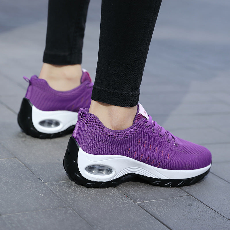 Womens Breathable Mesh Non Slip Platform Low Top Trainers