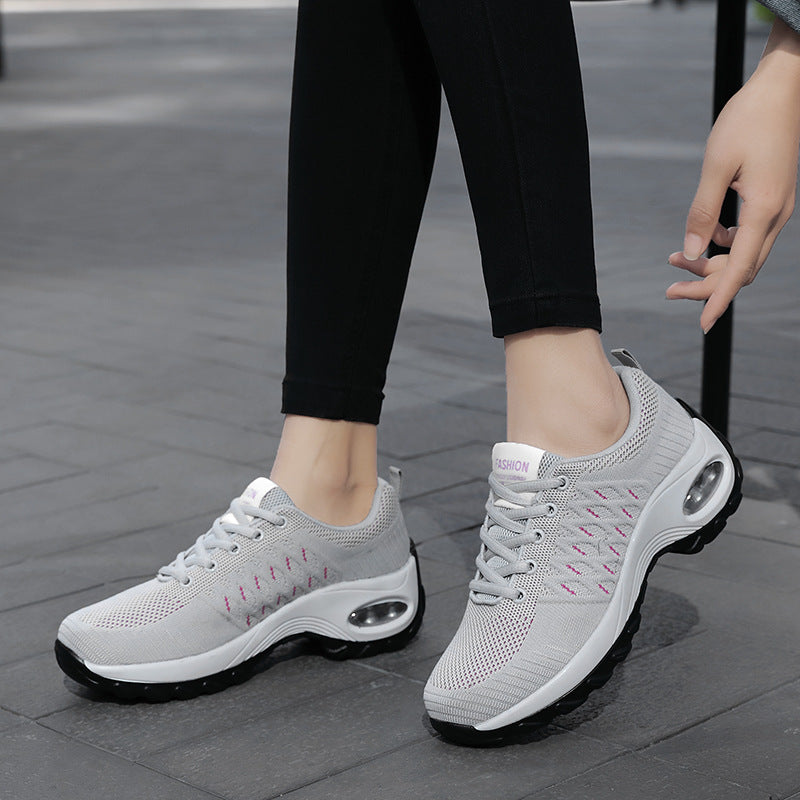 Womens Breathable Mesh Non Slip Platform Low Top Trainers