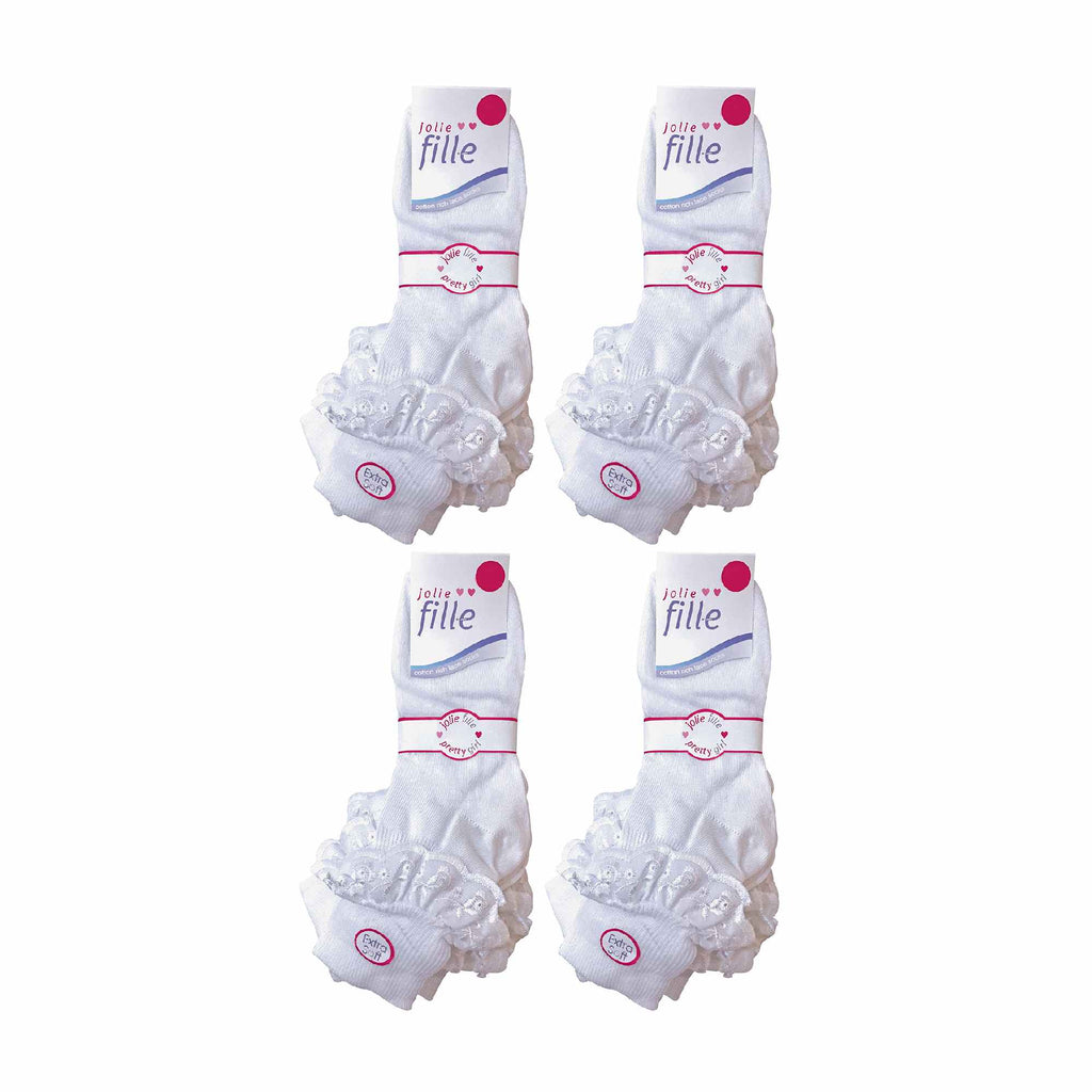 Sock Snob 12 Pack Baby Girls White Soft Frilly Lace Socks