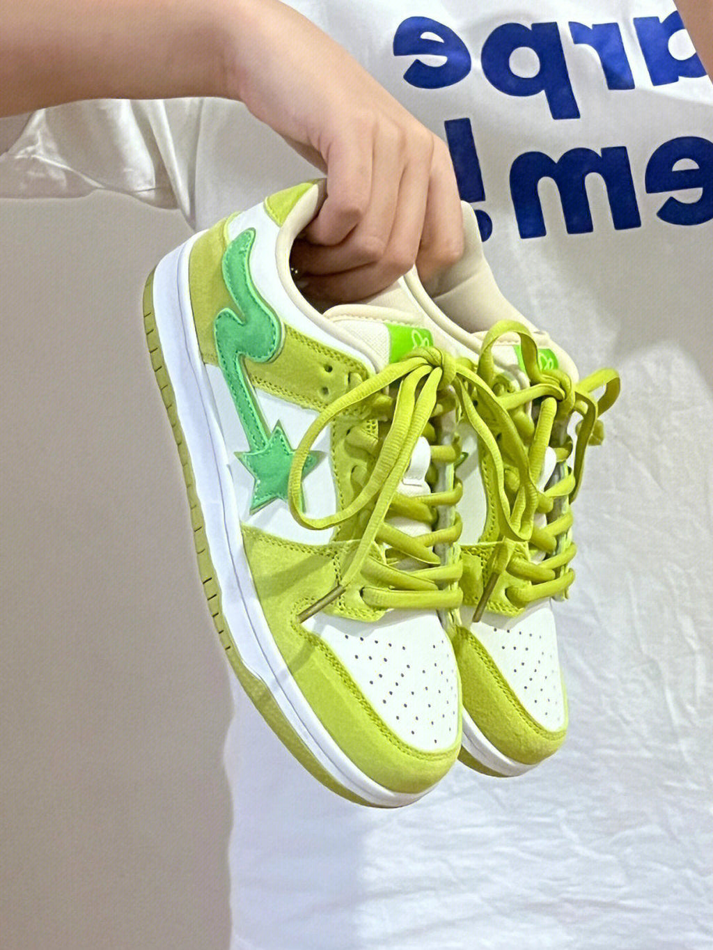 Mens PU Leather Platform Lace Up Apple Green Trainers