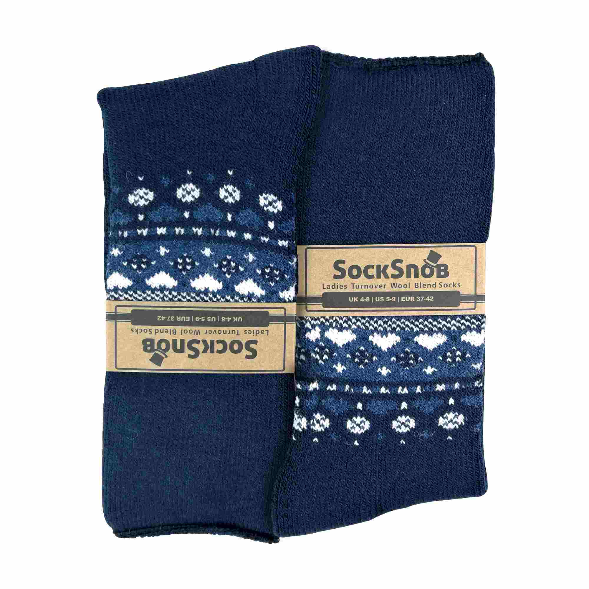 Sock Snob 1 Pack Womens Turn Over Top Warm Nordic Bed Socks for Winter