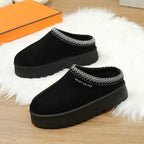 Womens Leather Anti Skid Platform Slip On Slippers