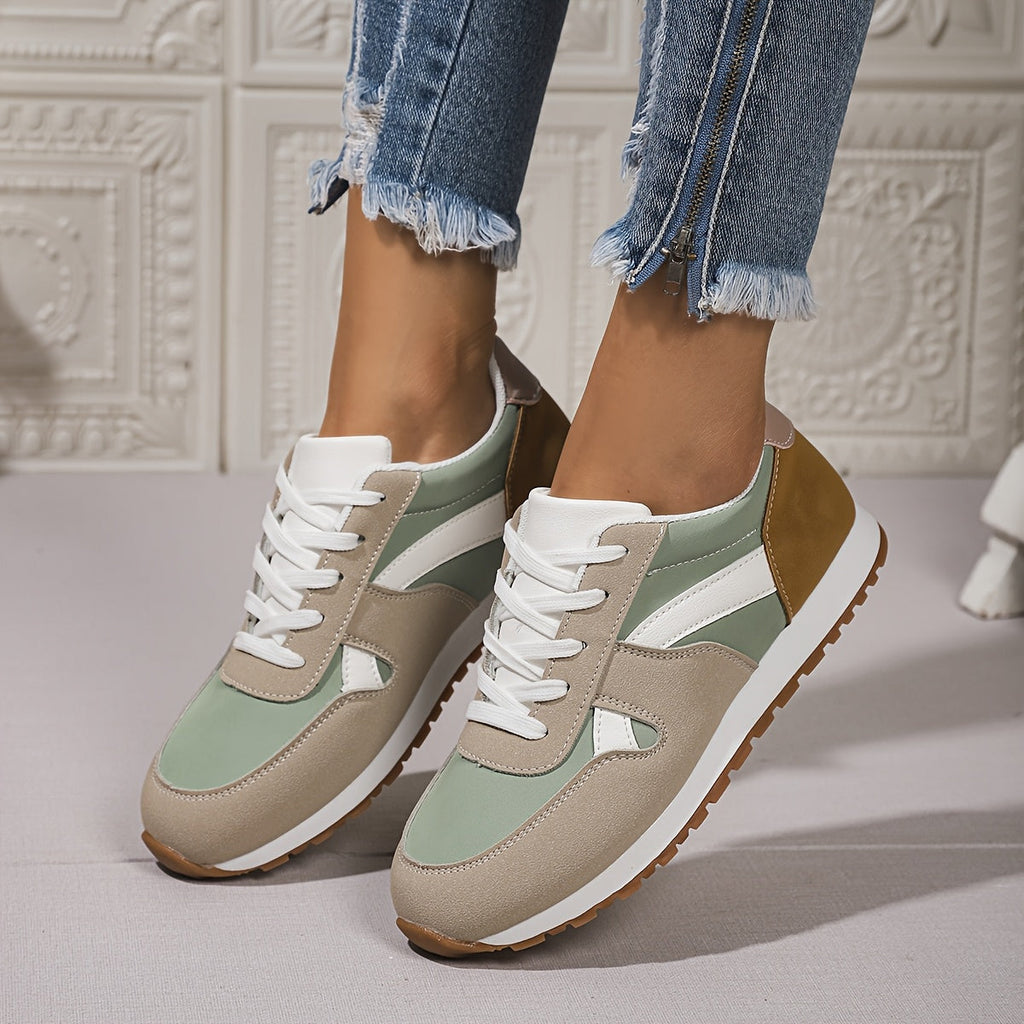Womens Lightweight Low Top Lace Up Khaki Green Trainers