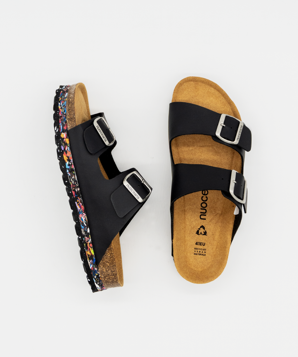 Nuoceans Onyx Black Vegan Sandals