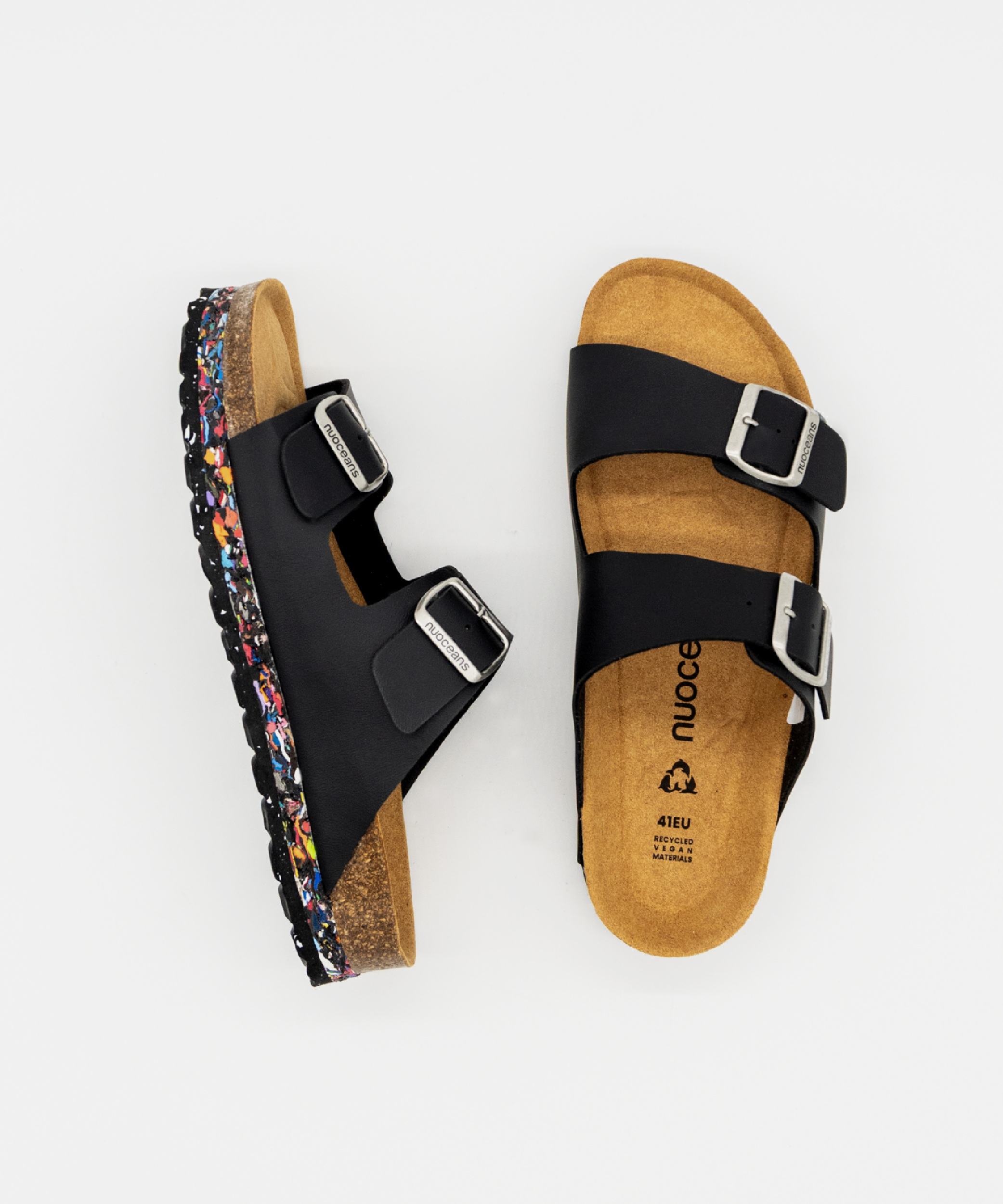 Nuoceans Onyx Black Vegan Sandals