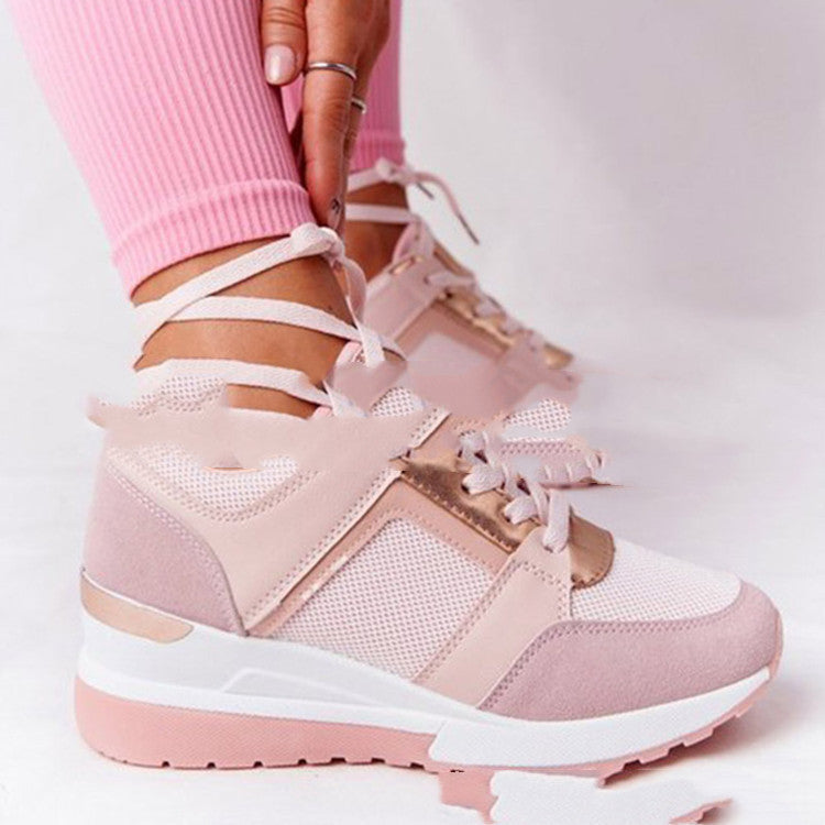 Womens Leather Non Slip Round Toe Running Trainers