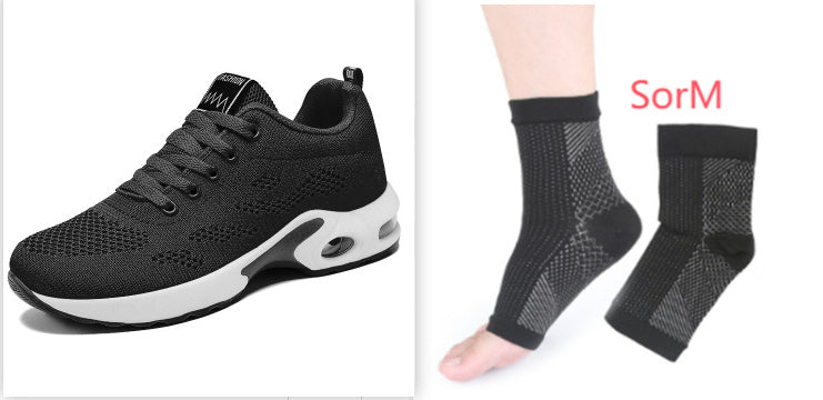 Womens Breathable Mesh Wedge Heel Round Toe Running Trainers