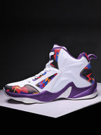 Mens PU Leather Platform Lace Up Round Toe Basketball Shoes
