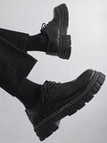 Mens Leather Thick Sole Lace Up Round Toe Dress Shoes