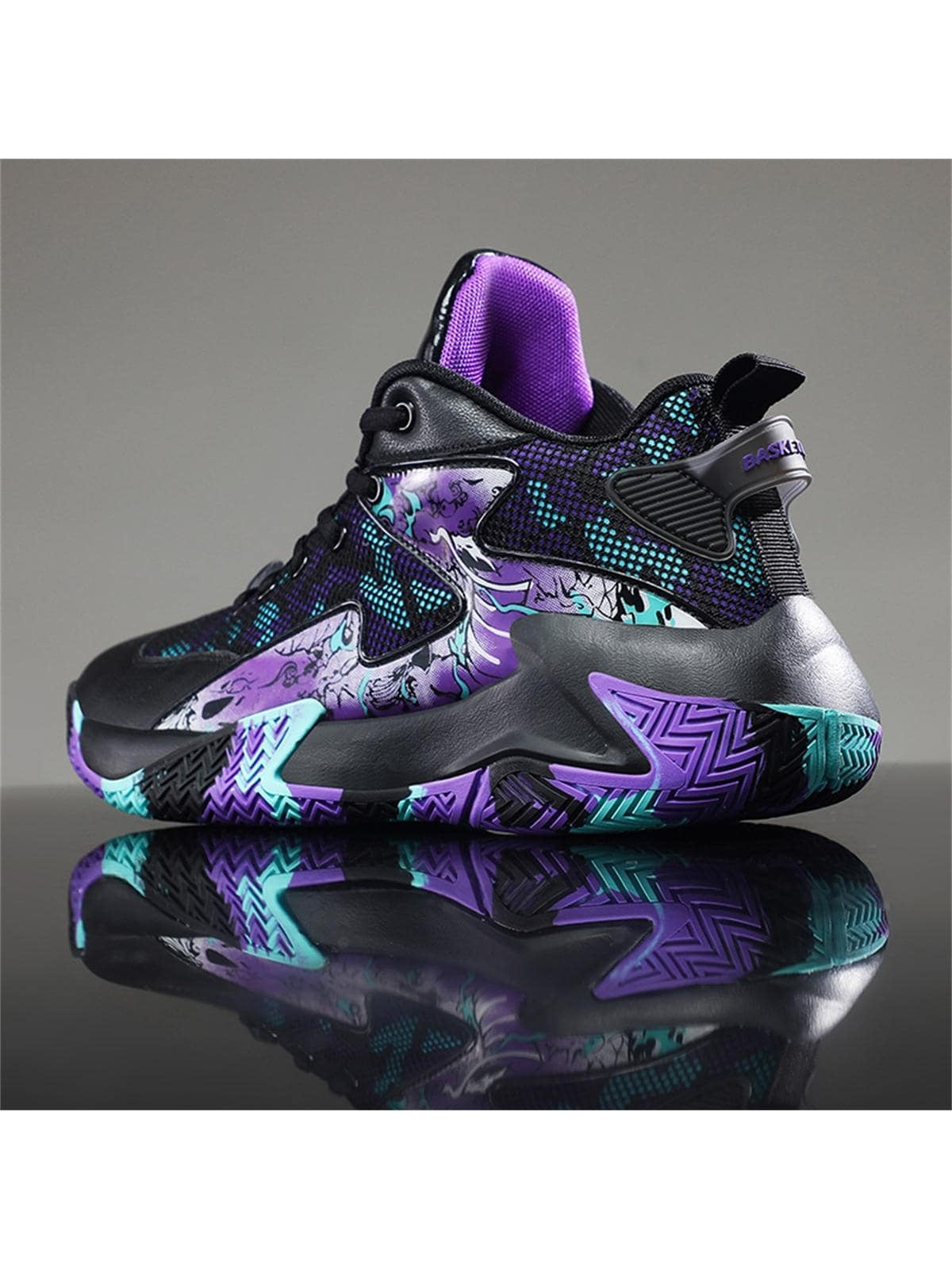 Mens EVA Platform Lace Up Round Toe Basketball Shoes