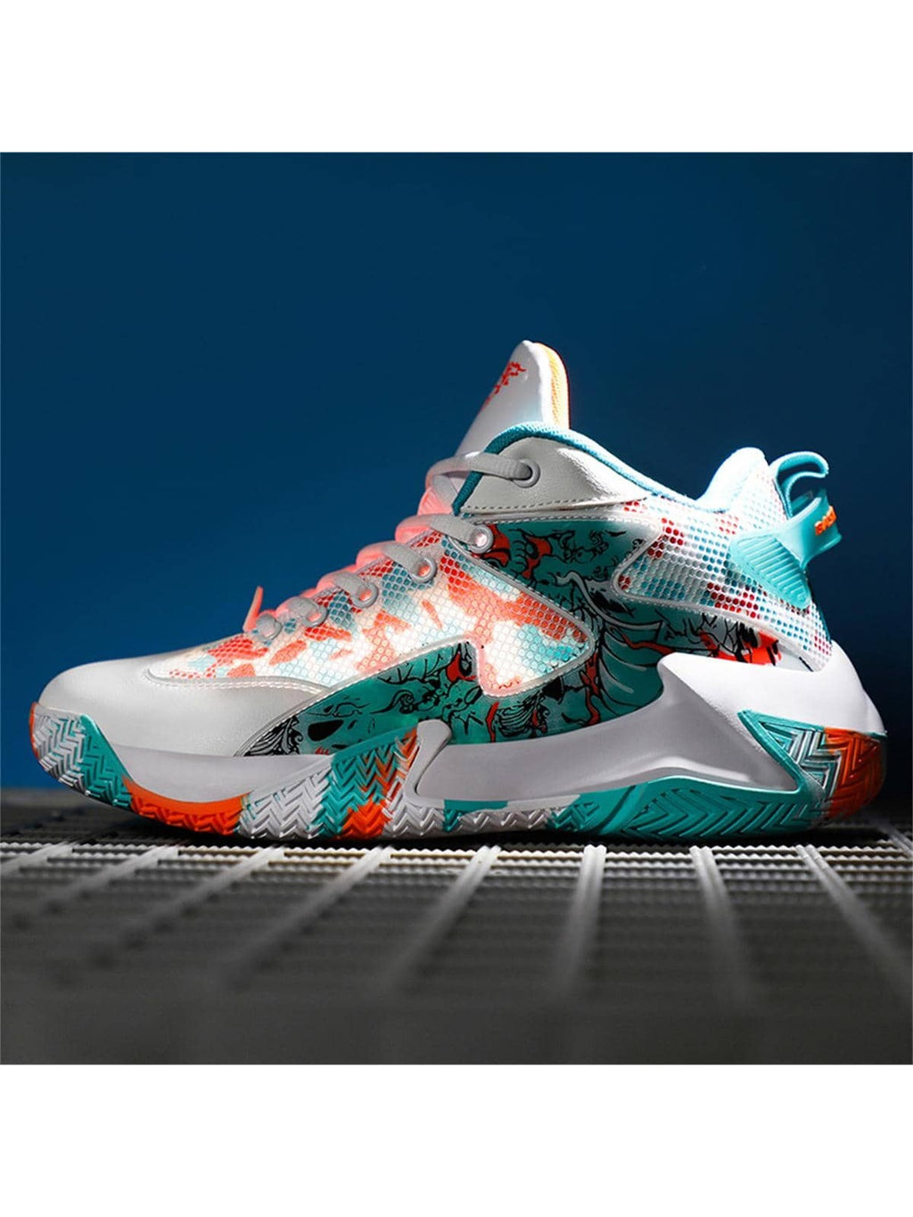 Mens EVA Platform Lace Up Round Toe Basketball Shoes