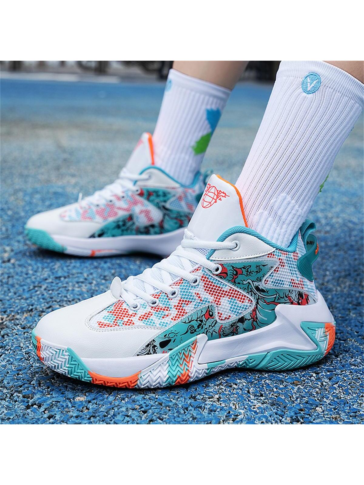 Mens EVA Platform Lace Up Round Toe Basketball Shoes