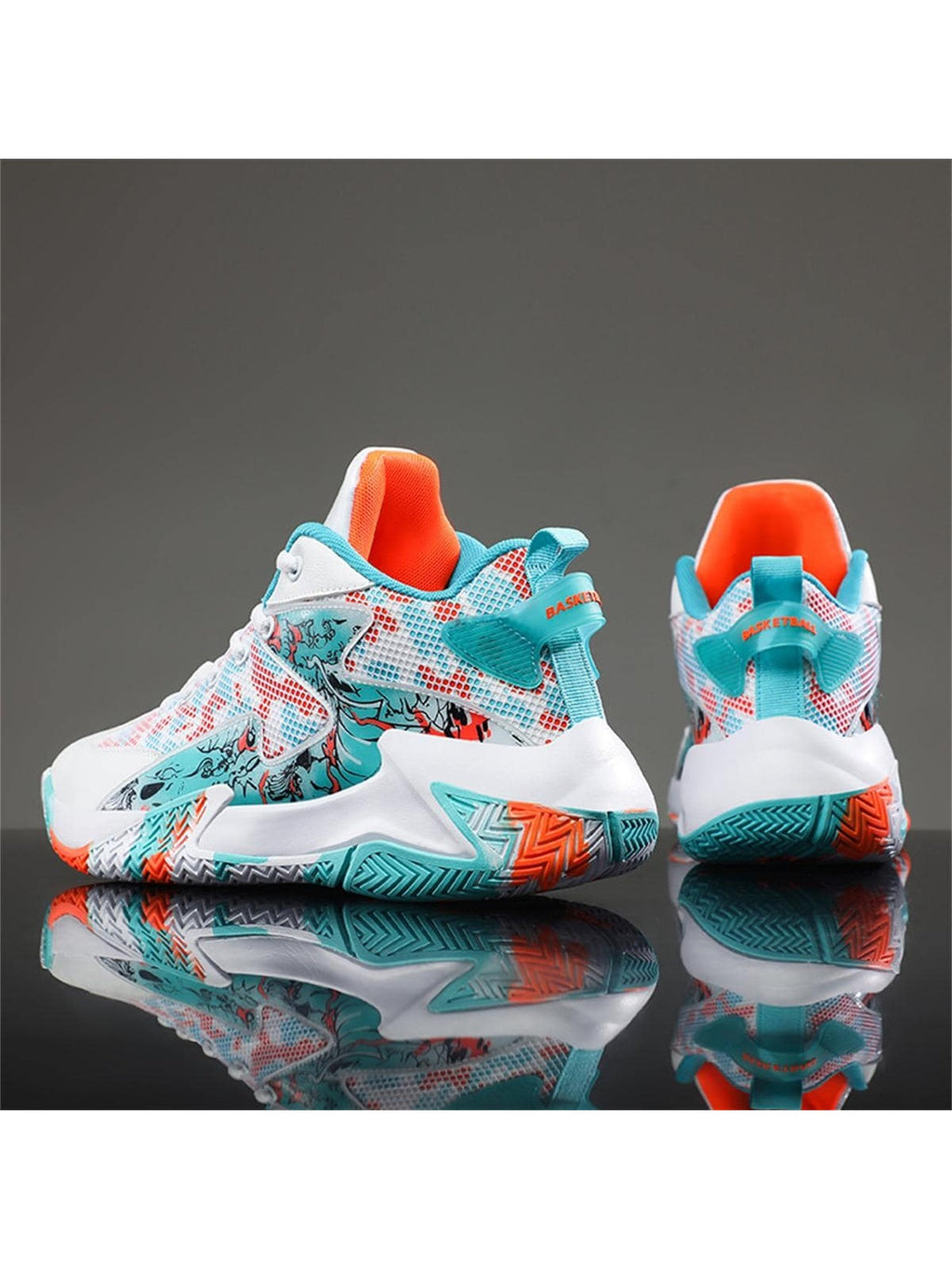 Mens EVA Platform Lace Up Round Toe Basketball Shoes