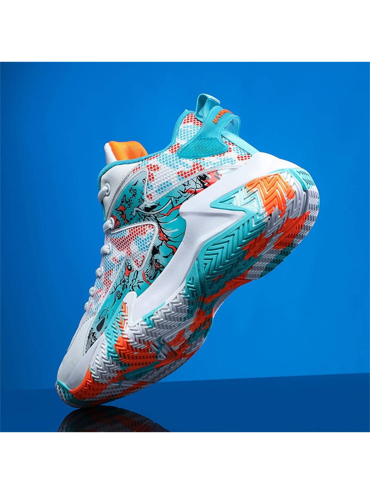 Mens EVA Platform Lace Up Round Toe Basketball Shoes