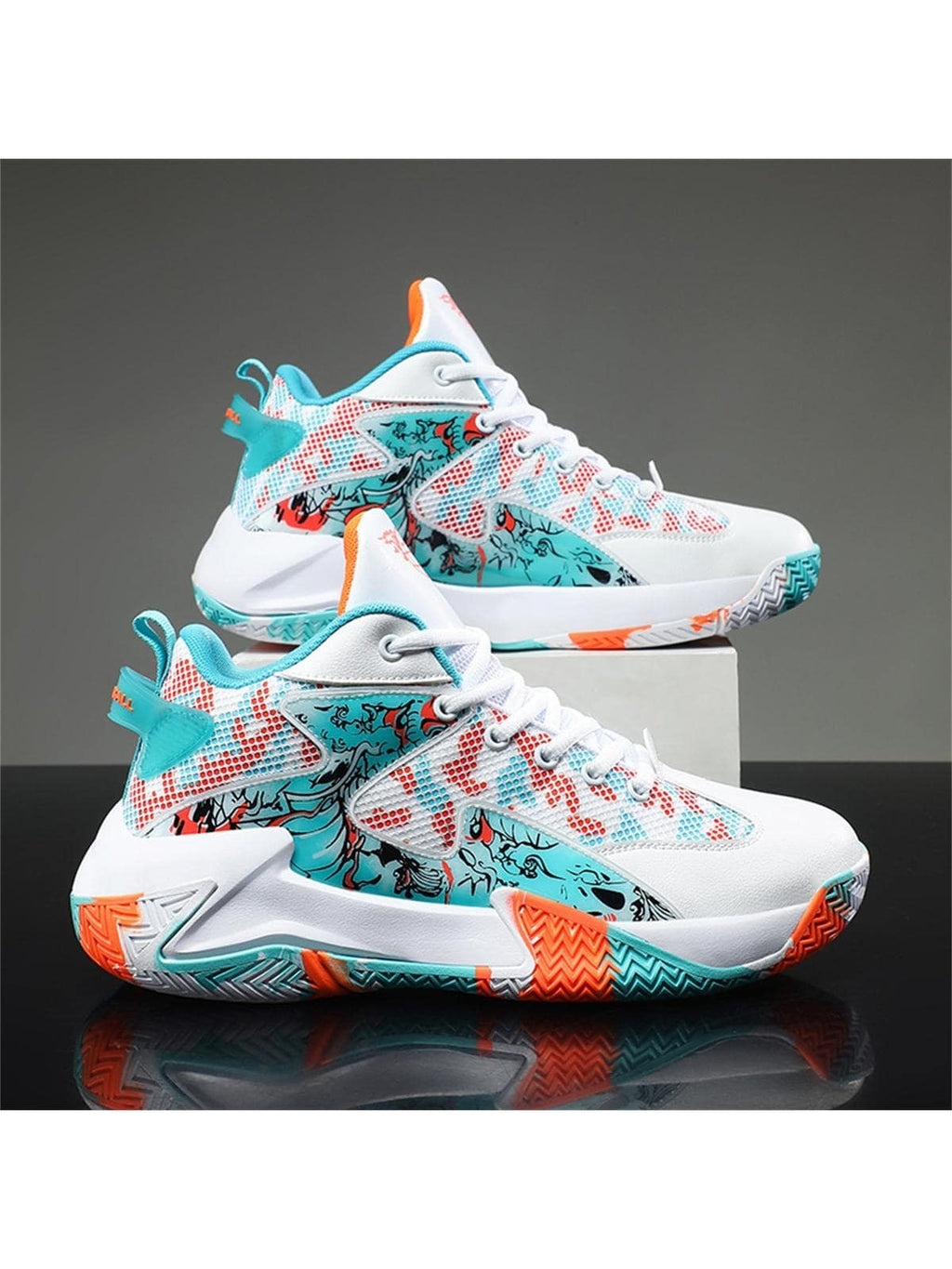 Mens EVA Platform Lace Up Round Toe Basketball Shoes