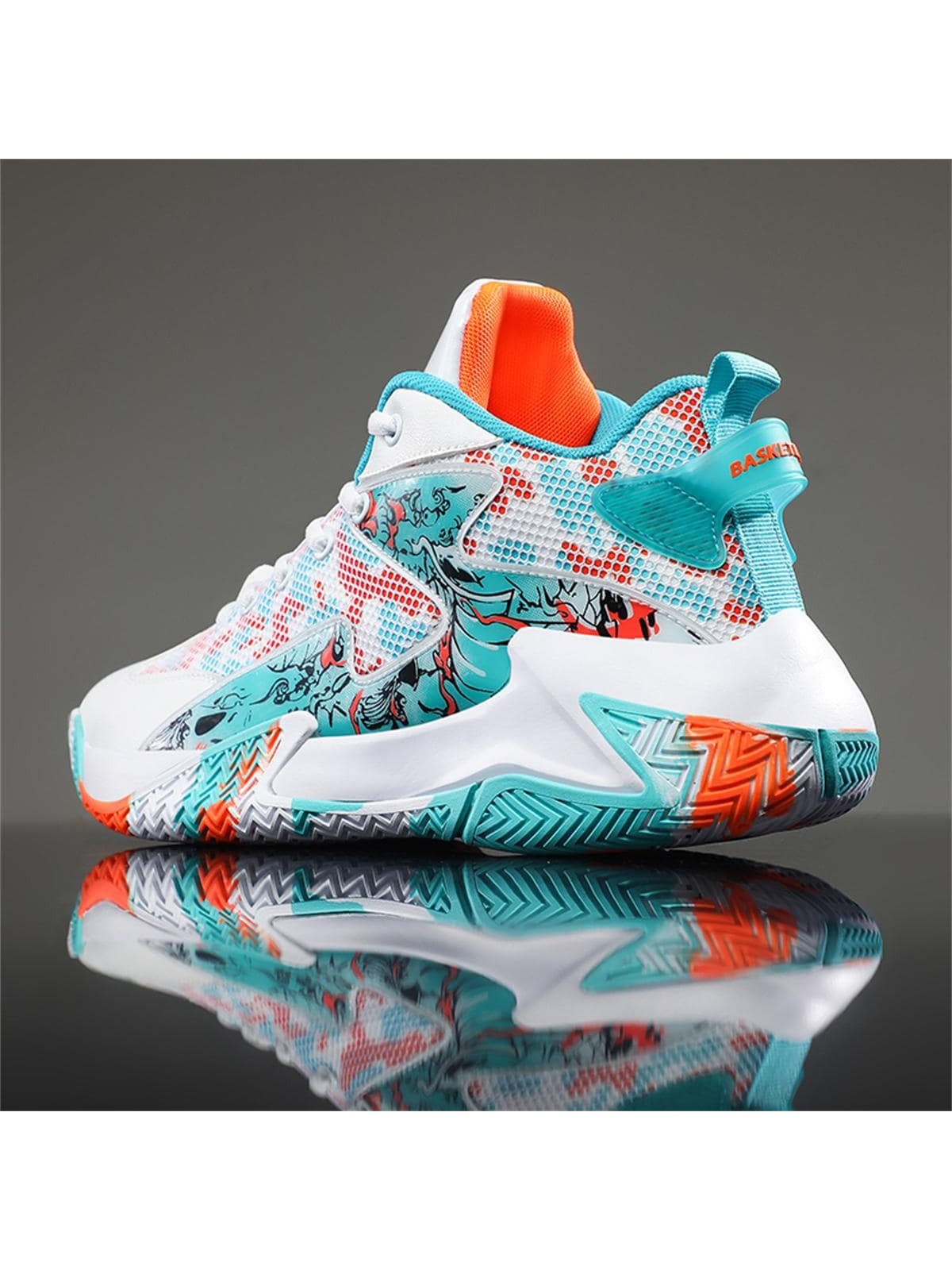 Mens EVA Platform Lace Up Round Toe Basketball Shoes
