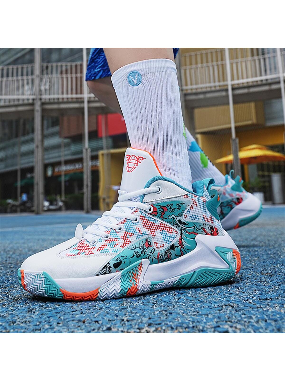 Mens EVA Platform Lace Up Round Toe Basketball Shoes
