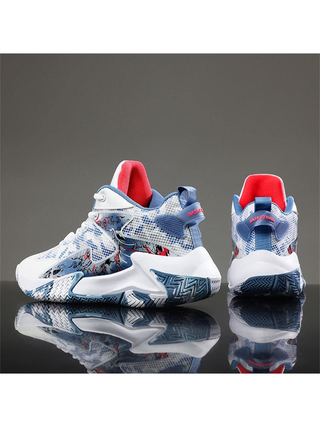 Mens EVA Platform Lace Up Round Toe Basketball Shoes