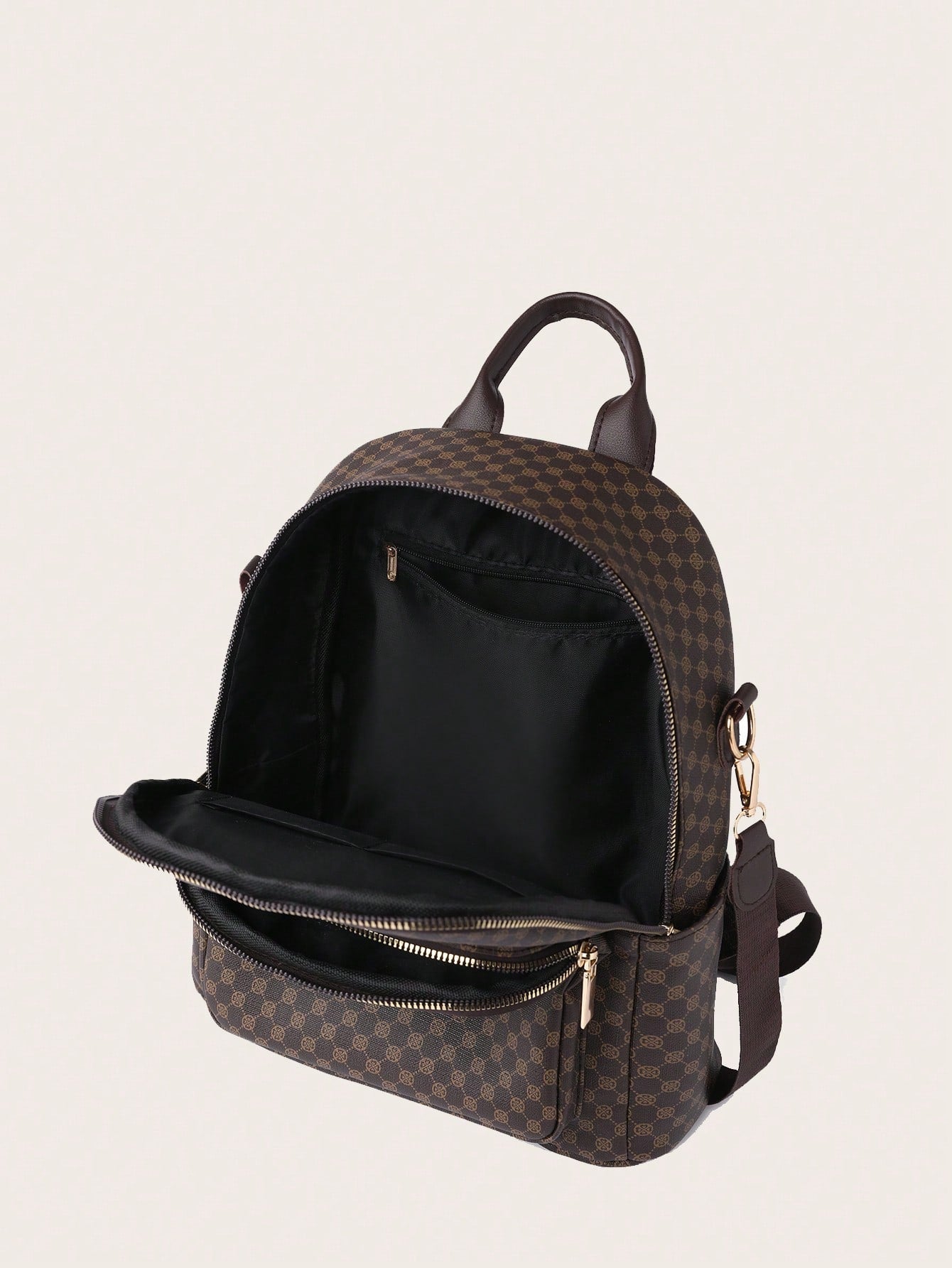 Womens Retro Brown Plaid PU Backpack