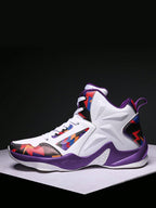 Mens PU Leather Platform Lace Up Round Toe Basketball Shoes
