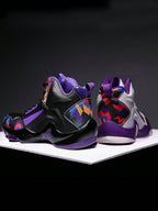 Mens PU Leather Platform Lace Up Round Toe Basketball Shoes