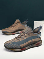 Mens Breathable Mesh Platform Lace Up Round Toe Running Trainers