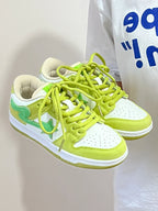 Mens PU Leather Platform Lace Up Apple Green Trainers
