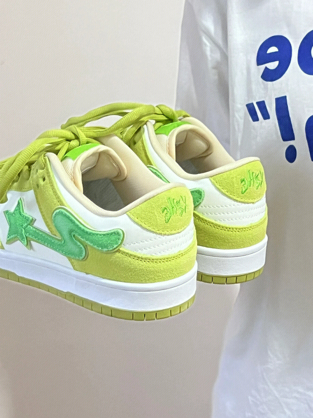 Mens PU Leather Platform Lace Up Apple Green Trainers