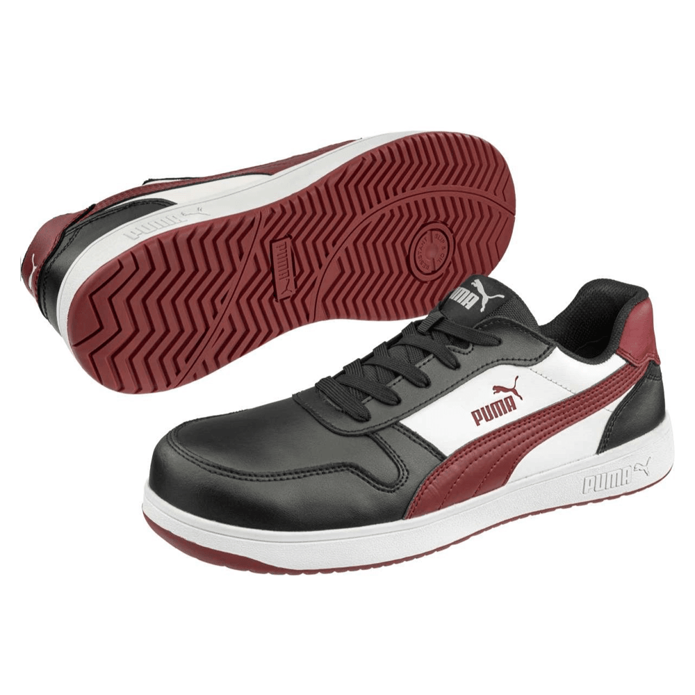 Puma Frontcourt Low S3L ESD Fibreglass Safety Trainers Black / White / Red