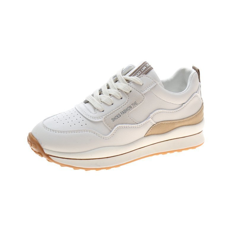 Womens Leather Breathable Platform Low Top Trainers