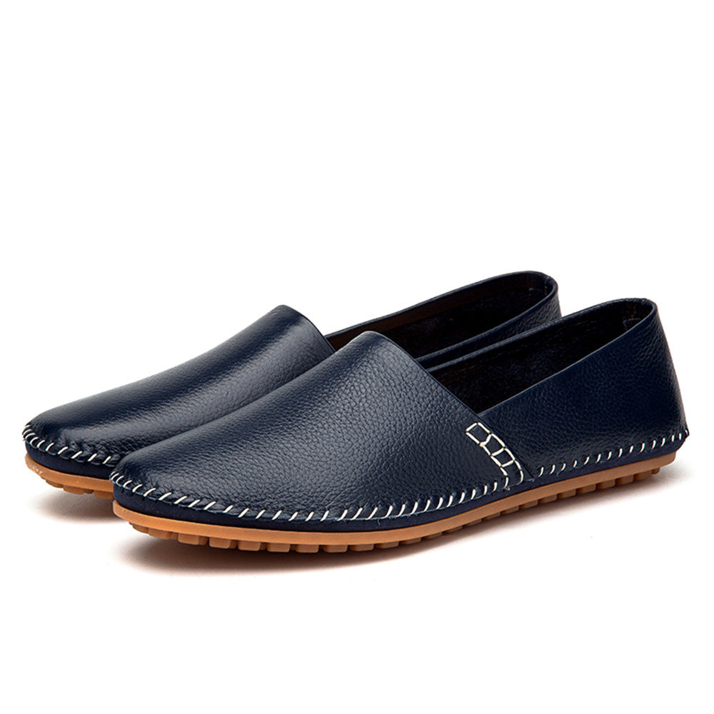 Mens Leather Round Toe Loafers