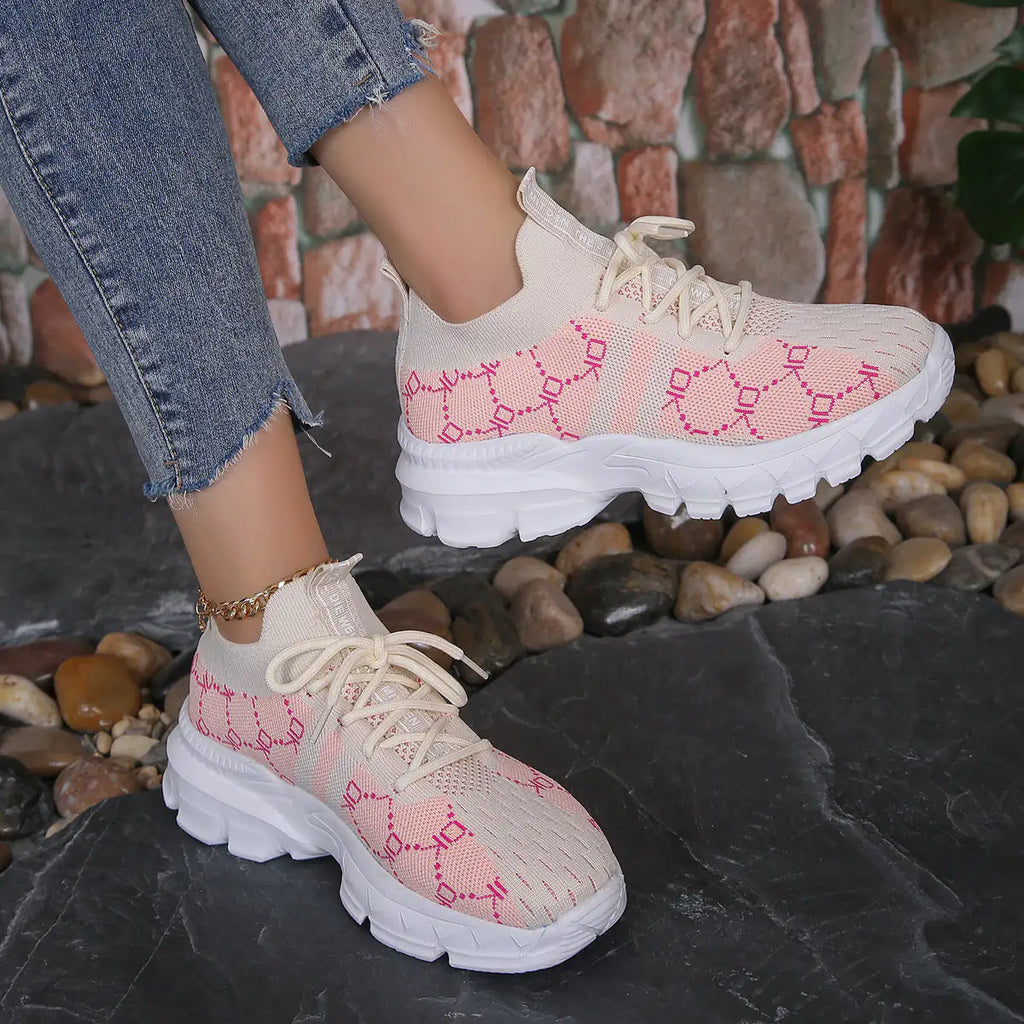 Womens Breathable Mesh Lightweight Lace Up Running Trainers