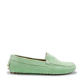 Hugs & Co Womens Penny Driving Loafers Lagoon Green Suede