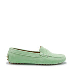 Hugs & Co Womens Penny Driving Loafers Lagoon Green Suede