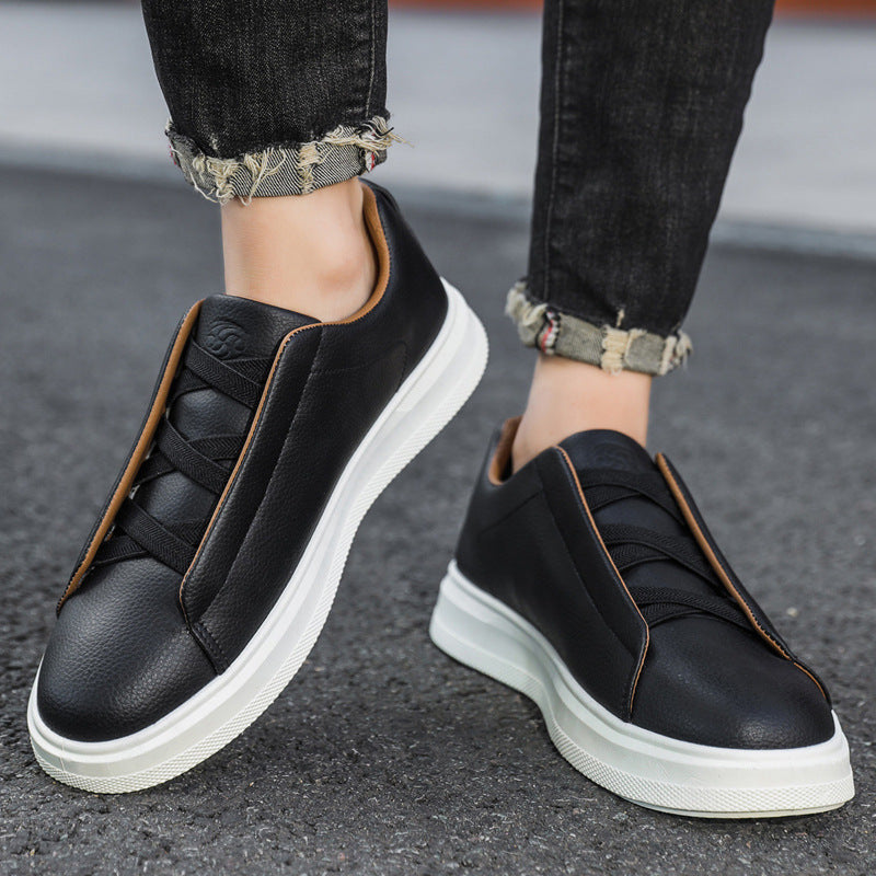 Mens Leather Breathable Lace Up Round Toe Trainers