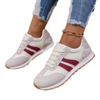 Womens Leather Lace Up Round Toe Running Trainers