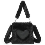 Womens Fluffy Plush Top Handle Shoulder Bag