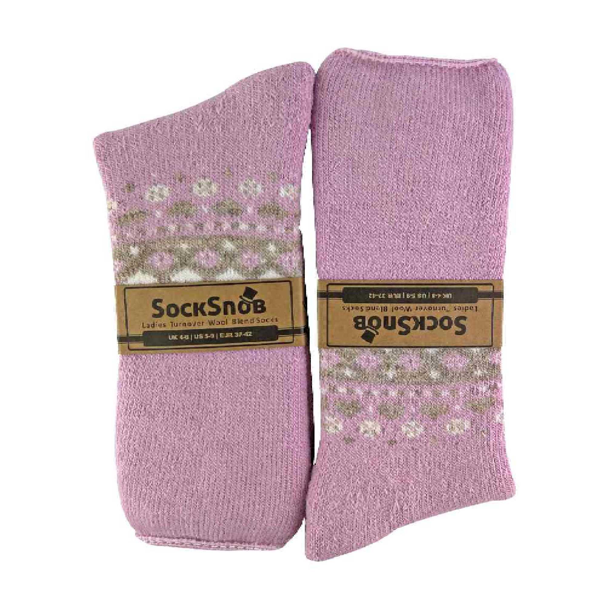 Sock Snob 1 Pack Womens Turn Over Top Warm Nordic Bed Socks for Winter
