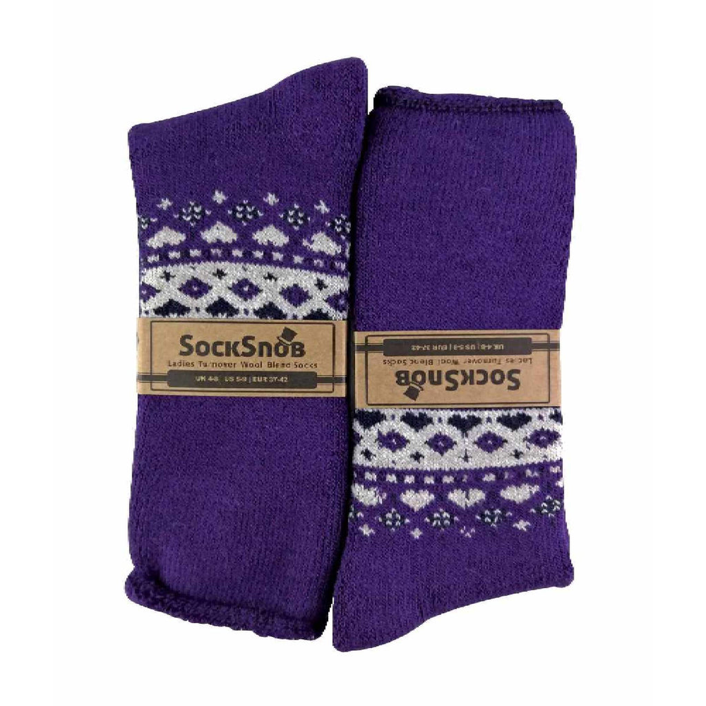 Sock Snob 1 Pack Womens Turn Over Top Warm Nordic Bed Socks for Winter