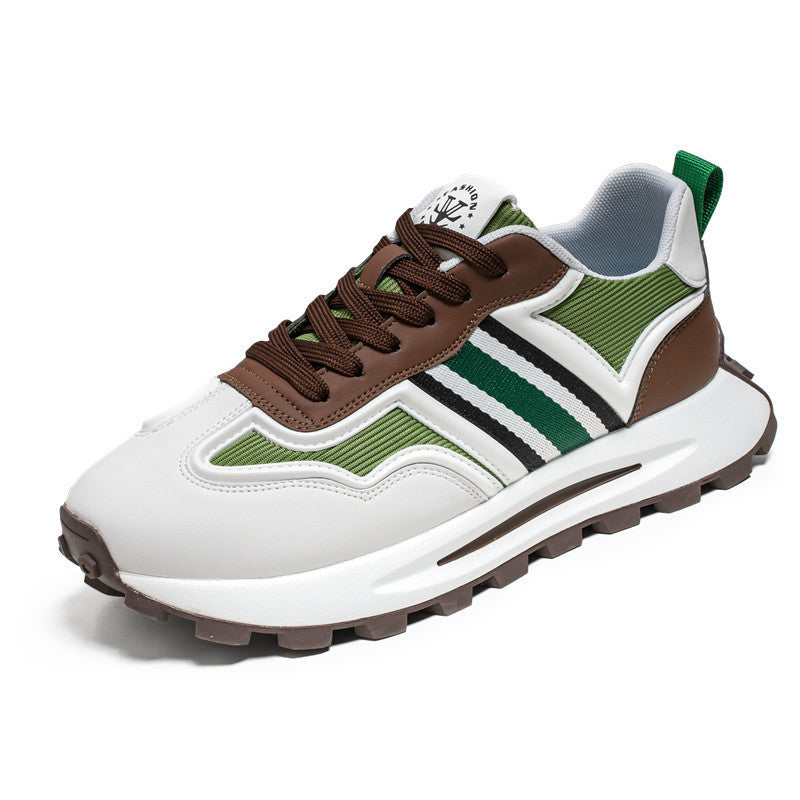 Leather Non Slip Breathable Lightweight Platform Running Trainers
