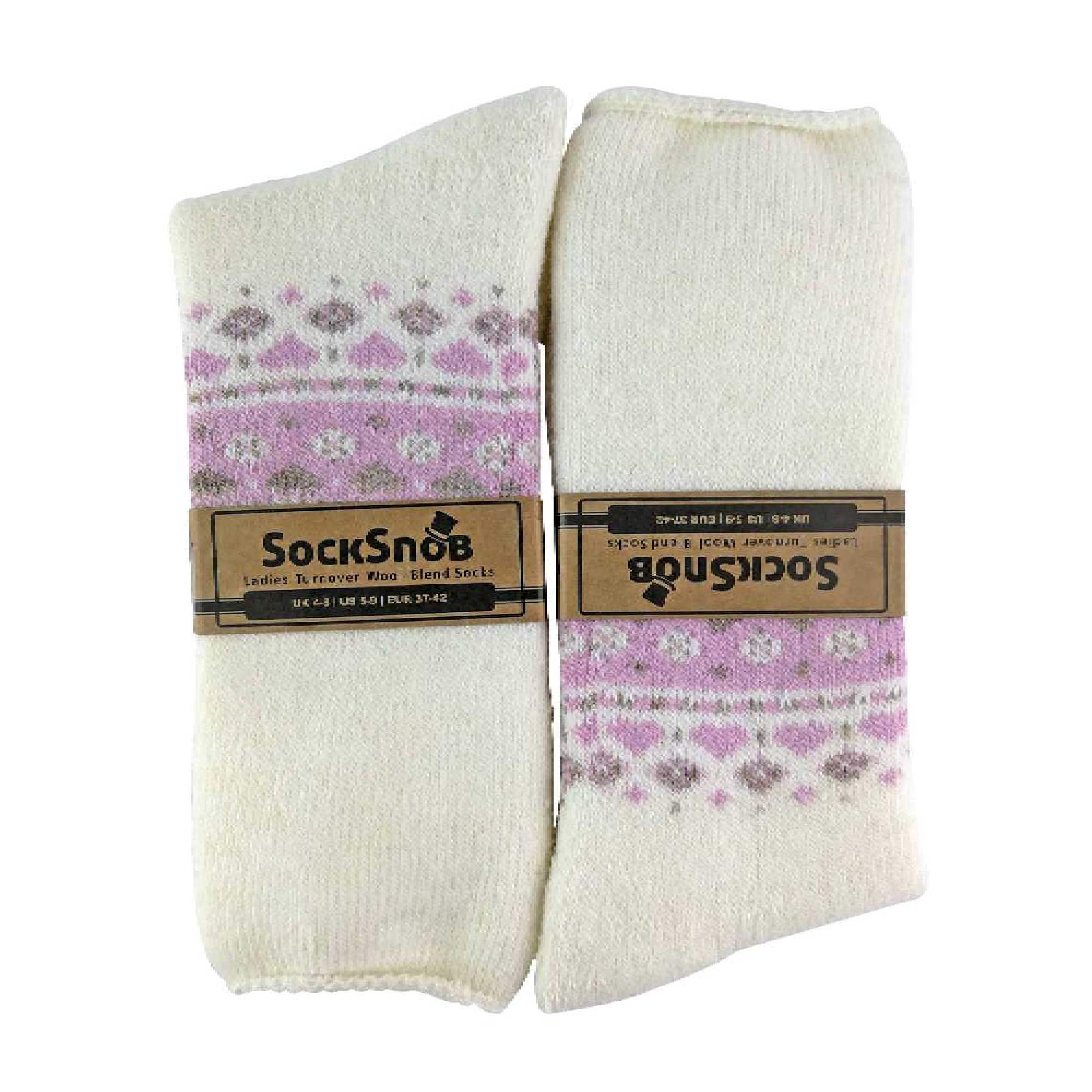 Sock Snob 1 Pack Womens Turn Over Top Warm Nordic Bed Socks for Winter