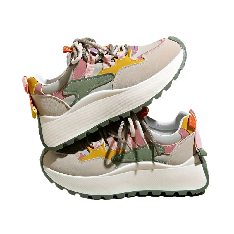 Breathable Mesh Lightweight Platform Low Top Cushioned Trainers