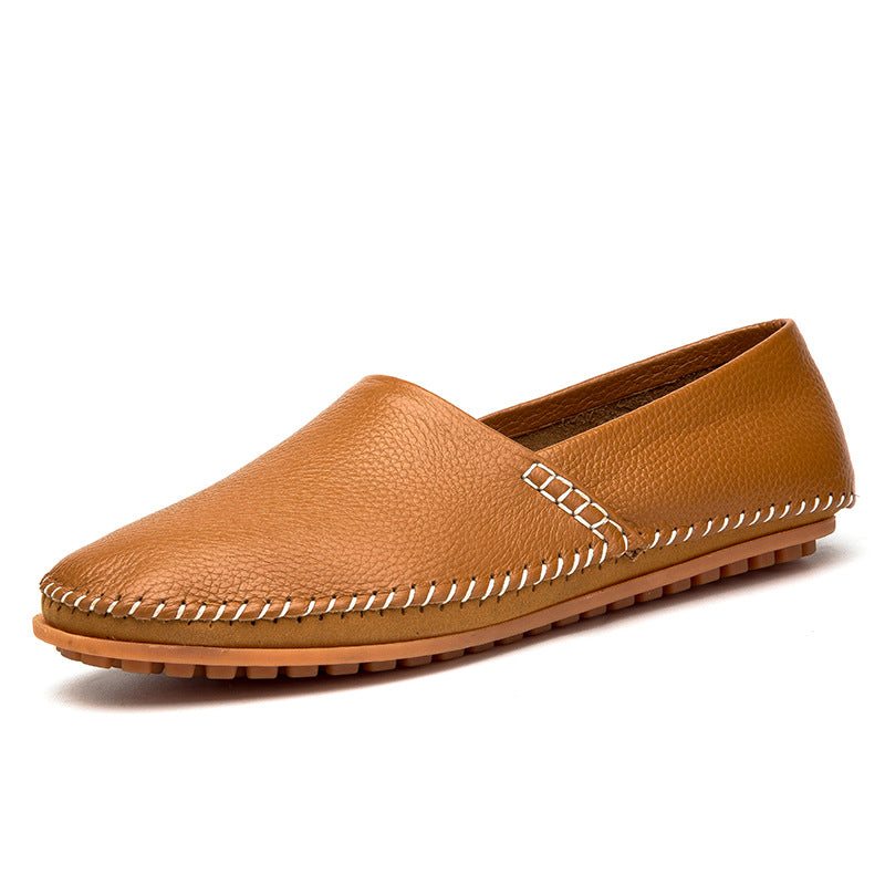 Leather Low Top Round Toe Shoes